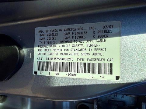 Photo 10 from auction – 2008 ACURA TL TYPE S with VIN 19UUA75558A000210