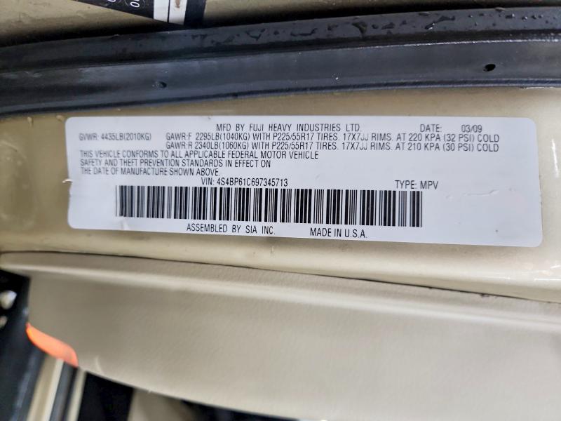 Photo 14 from auction – 2009 SUBARU OUTBACK 2. with VIN 4S4BP61C697345713