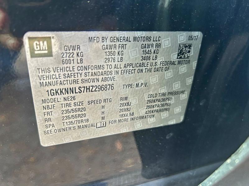 Photo 10 from auction – 2017 GMC ACADIA SLT with VIN 1GKKNNLS7HZ296876