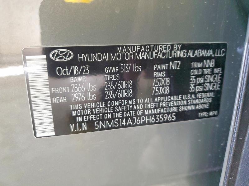 Photo 14 from auction – 2023 HYUNDAI SANTA FE S with VIN 5NMS14AJ6PH635965