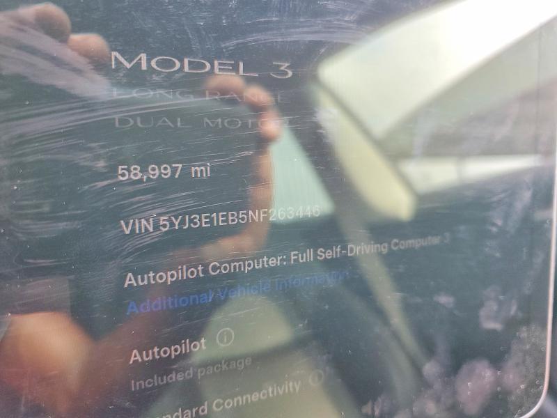 Photo 9 from auction – 2022 TESLA MODEL 3 with VIN 5YJ3E1EB5NF263446