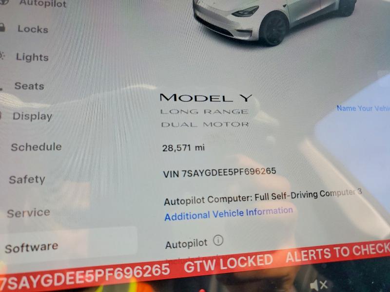 Photo 9 from auction – 2023 TESLA MODEL Y with VIN 7SAYGDEE5PF696265