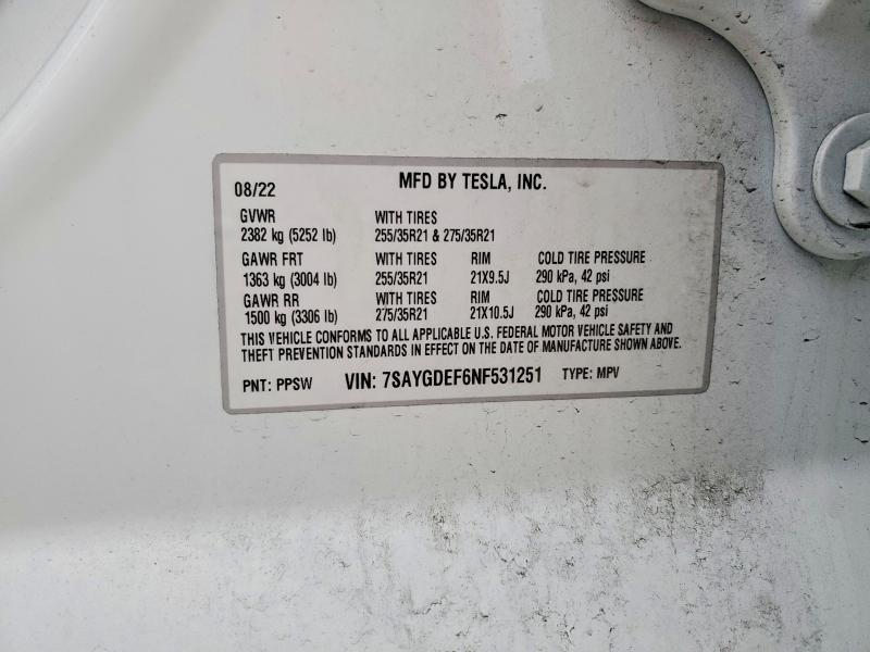 Photo 14 from auction – 2022 TESLA MODEL Y with VIN 7SAYGDEF6NF531251