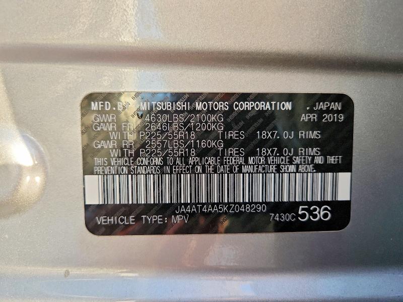 Photo 14 from auction – 2019 MITSUBISHI ECLIPSE CR with VIN JA4AT4AA5KZ048290
