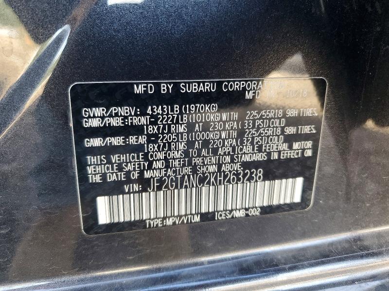 Photo 14 from auction – 2019 SUBARU CROSSTREK with VIN JF2GTANC2KH263238
