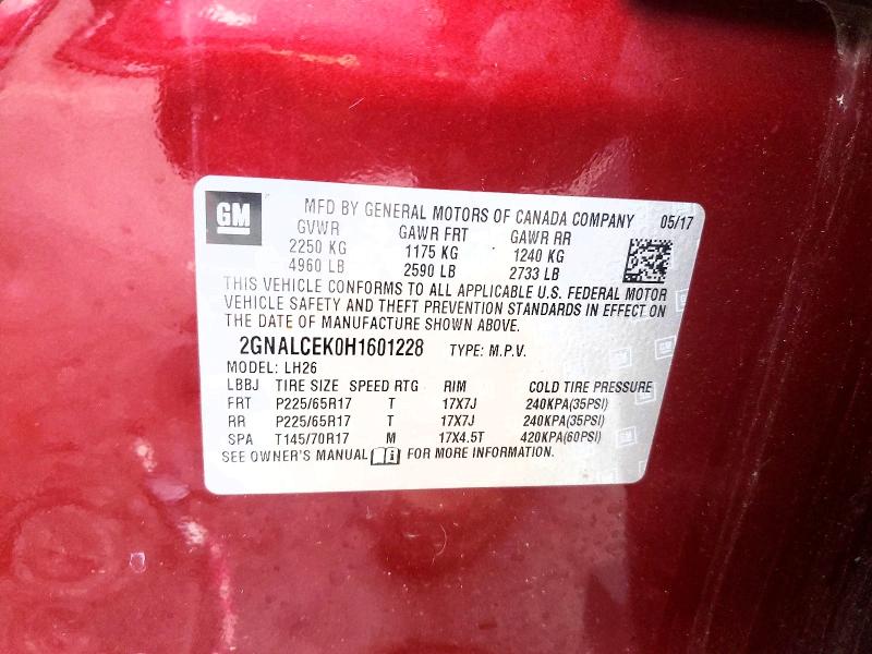 Photo 14 from auction – 2017 CHEVROLET EQUINOX with VIN 2GNALCEK0H1601228