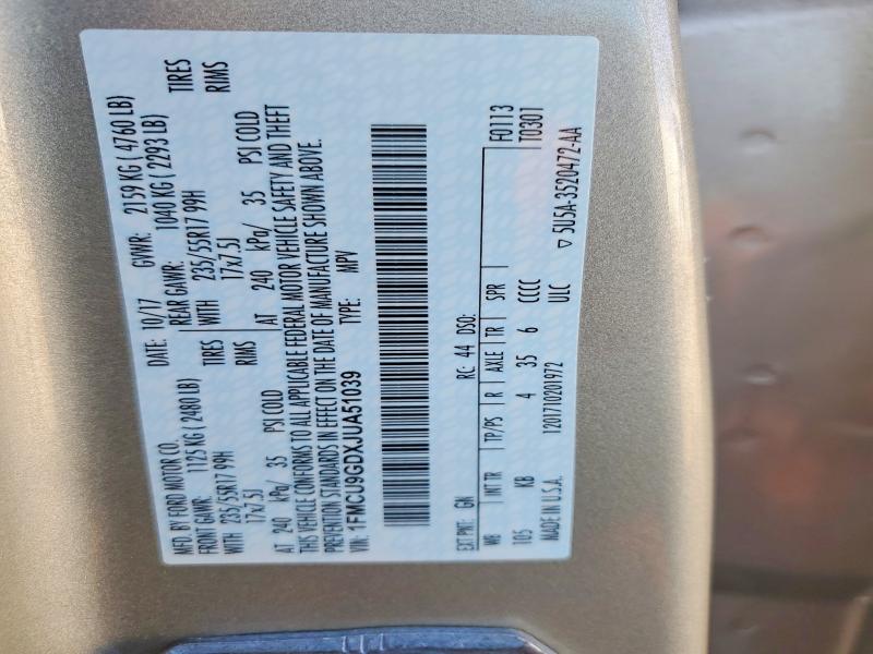Photo 14 from auction – 2018 FORD ESCAPE with VIN 1FMCU9GDXJUA51039