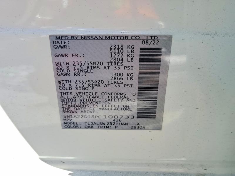 Photo 14 from auction – 2023 NISSAN MURANO PLA with VIN 5N1AZ2DJ8PC100733