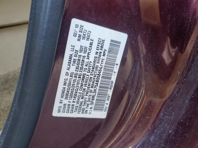 Photo 14 from auction – 2010 HONDA ODYSSEY with VIN 5FNRL3H75AB058464