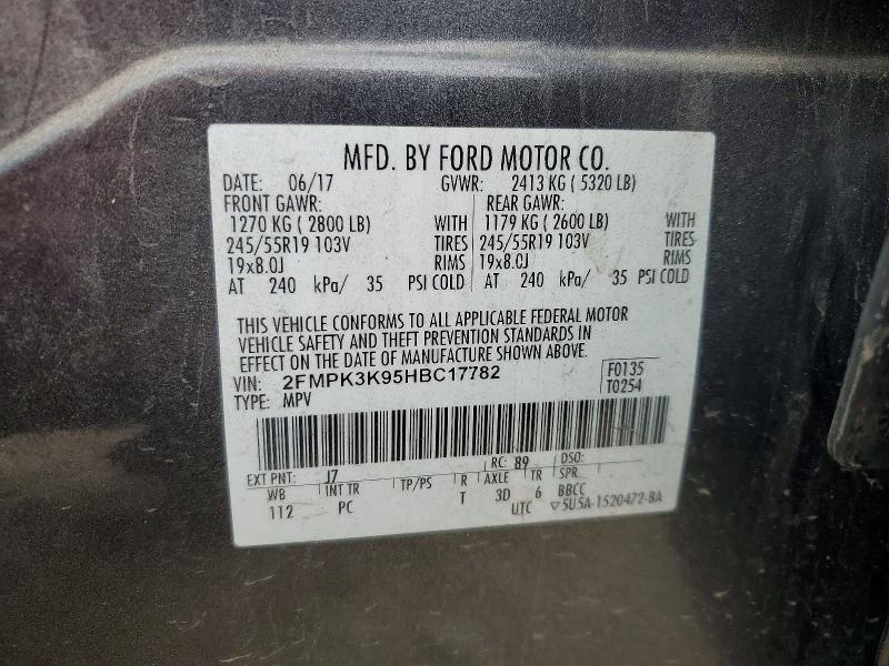 Photo 14 from auction – 2017 FORD EDGE TITAN with VIN 2FMPK3K95HBC17782
