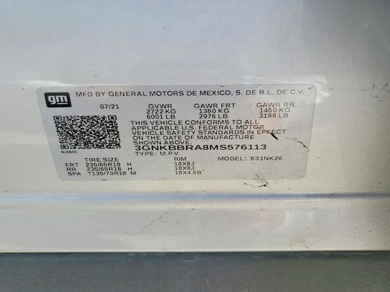 Photo 14 from auction – 2021 CHEVROLET BLAZER 1LT with VIN 3GNKBBRA8MS576113
