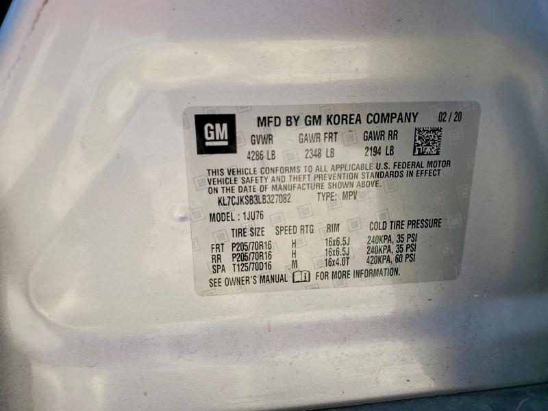 Photo 14 from auction – 2020 CHEVROLET TRAX with VIN KL7CJKSB3LB327082
