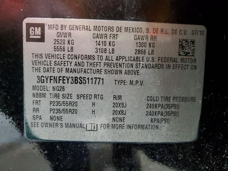 Photo 14 from auction – 2011 CADILLAC SRX PREMIU with VIN 3GYFNFEY3BS511771