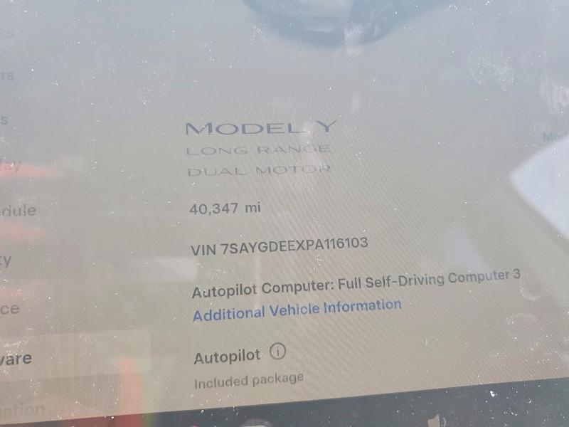 Photo 9 from auction – 2023 TESLA MODEL Y with VIN 7SAYGDEEXPA116103