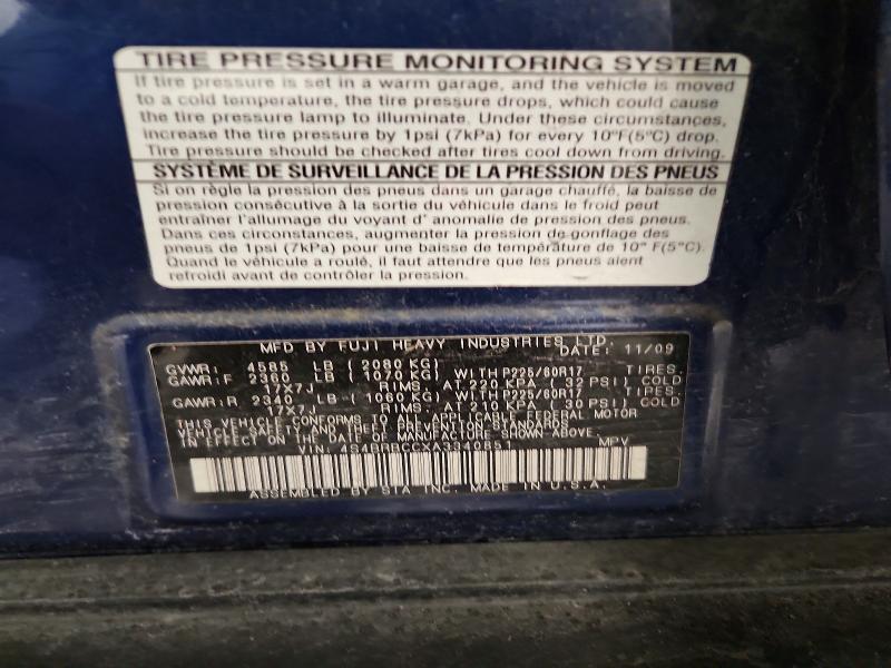 Photo 14 from auction – 2010 SUBARU OUTBACK 2. with VIN 4S4BRBCCXA3340851