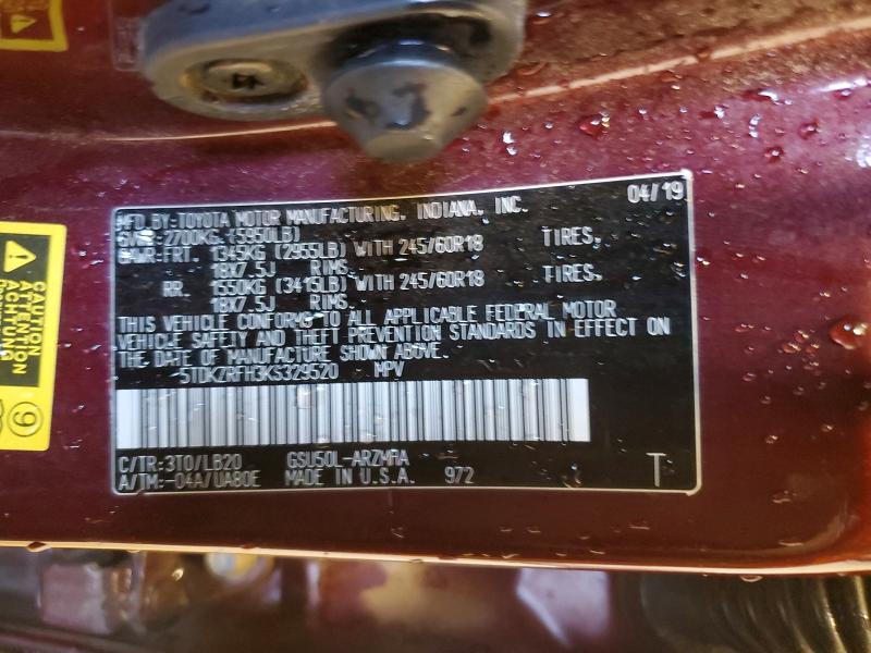 Photo 14 from auction – 2019 TOYOTA HIGHLANDER with VIN 5TDKZRFH3KS329520