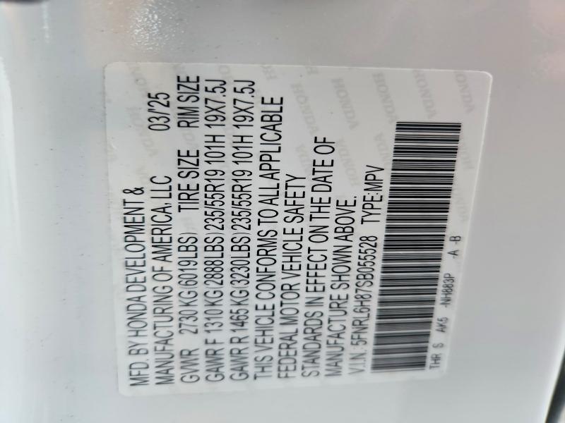 Photo 14 from auction – 2025 HONDA ODYSSEY TO with VIN 5FNRL6H87SB055528