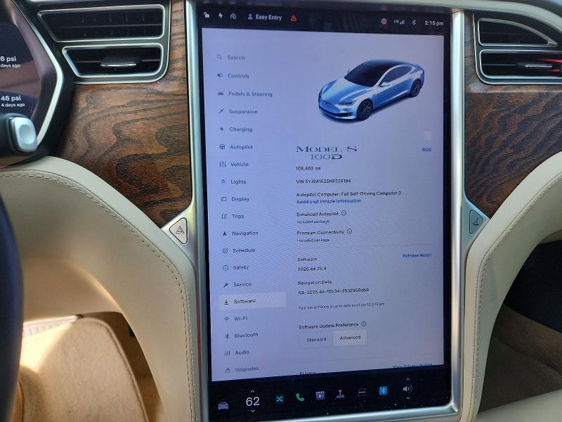Photo 9 from auction – 2017 TESLA MODEL S with VIN 5YJSA1E25HF229194