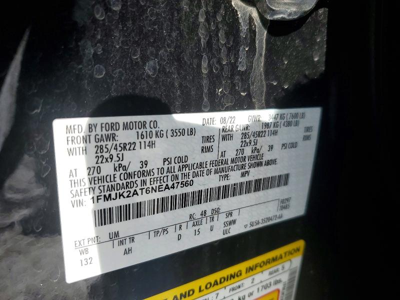 Photo 14 from auction – 2022 FORD EXPEDITION with VIN 1FMJK2AT6NEA47560