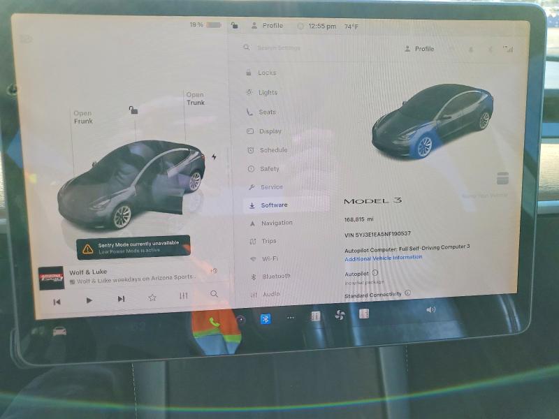 Photo 9 from auction – 2022 TESLA MODEL 3 with VIN 5YJ3E1EA5NF190537