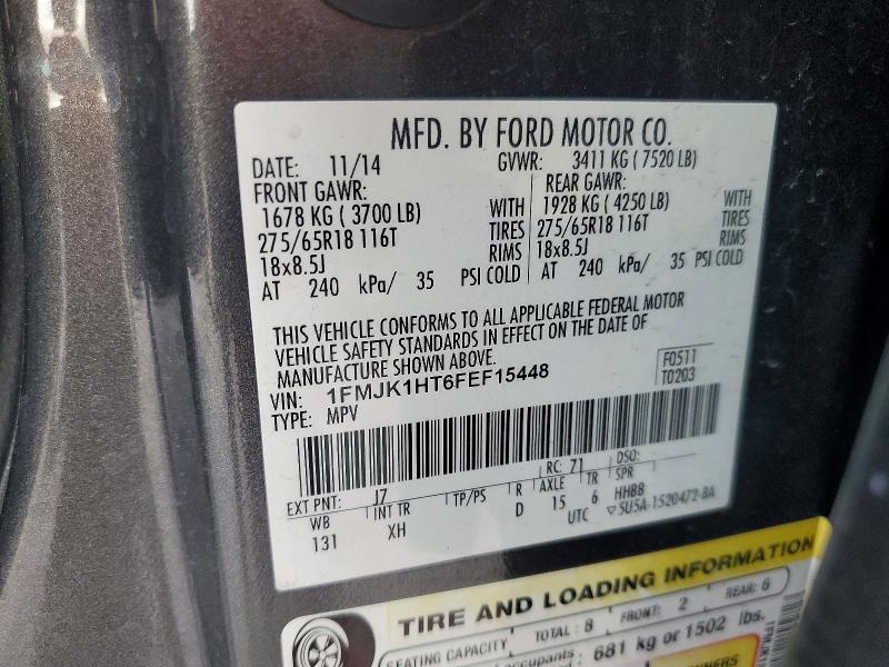 Photo 14 from auction – 2015 FORD EXPEDITION with VIN 1FMJK1HT6FEF15448