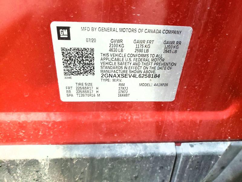 Photo 14 from auction – 2020 CHEVROLET EQUINOX LS with VIN 2GNAXSEV4L6258184