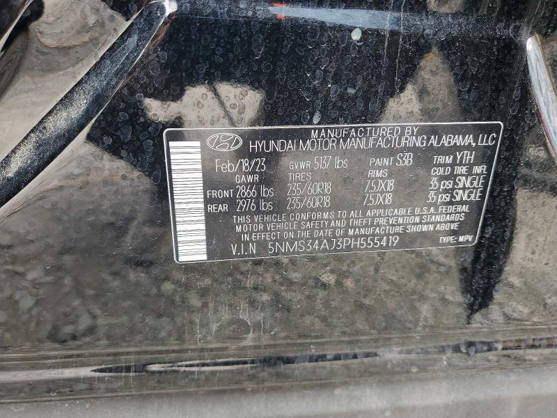 Photo 14 from auction – 2023 HYUNDAI SANTA FE with VIN 5NMS34AJ3PH555419
