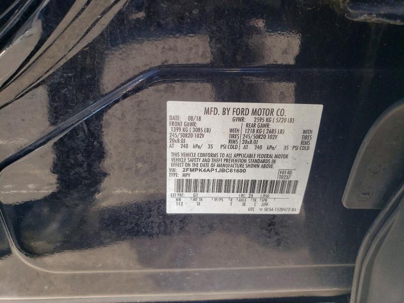 Photo 14 from auction – 2018 FORD EDGE SPORT with VIN 2FMPK4AP1JBC61600
