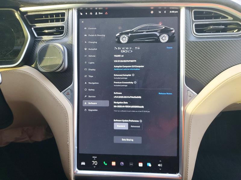 Photo 9 from auction – 2017 TESLA MODEL S with VIN 5YJSA1E27HF190771