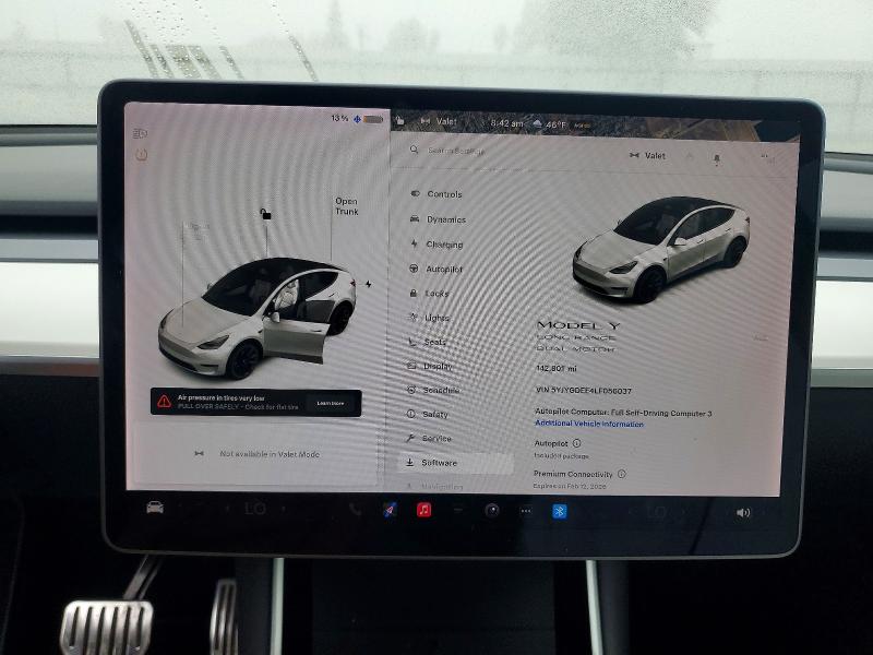 Photo 9 from auction – 2020 TESLA MODEL Y with VIN 5YJYGDEE4LF056037