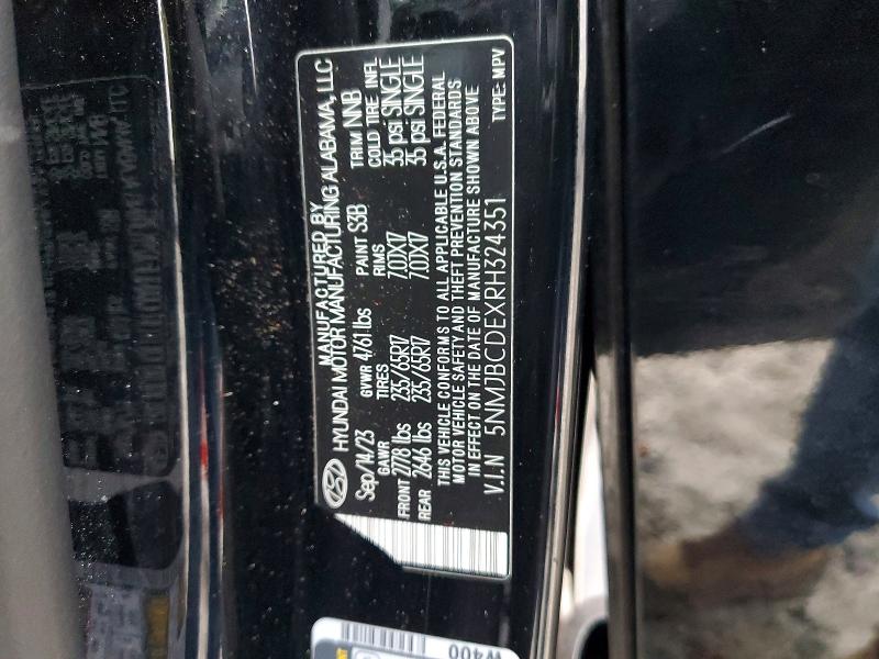 Photo 14 from auction – 2024 HYUNDAI TUCSON SEL with VIN 5NMJBCDEXRH324351