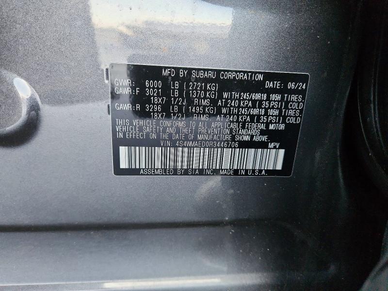 Photo 14 from auction – 2024 SUBARU ASCENT PRE with VIN 4S4WMAED0R3446706