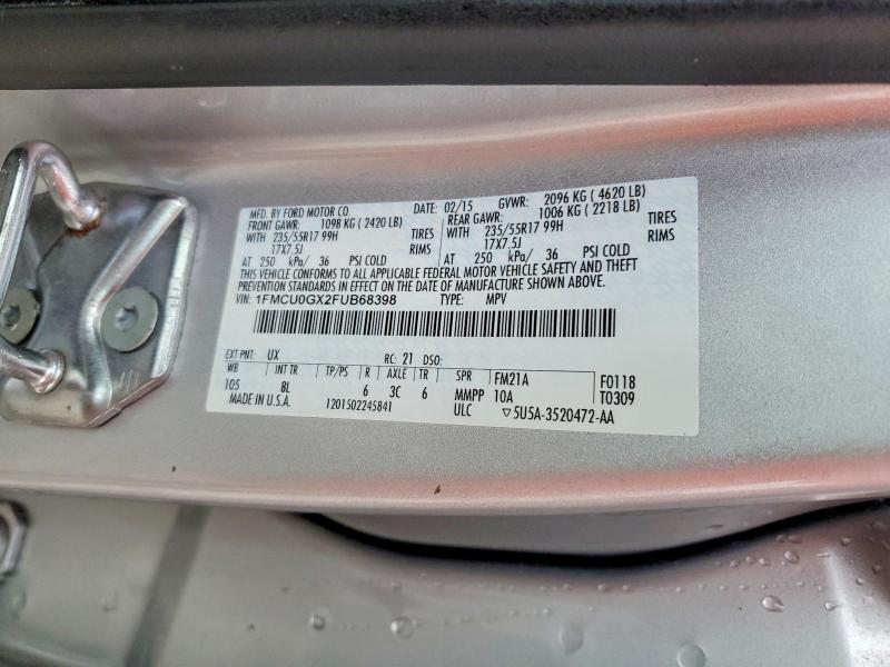 Photo 14 from auction – 2015 FORD ESCAPE SE with VIN 1FMCU0GX2FUB68398