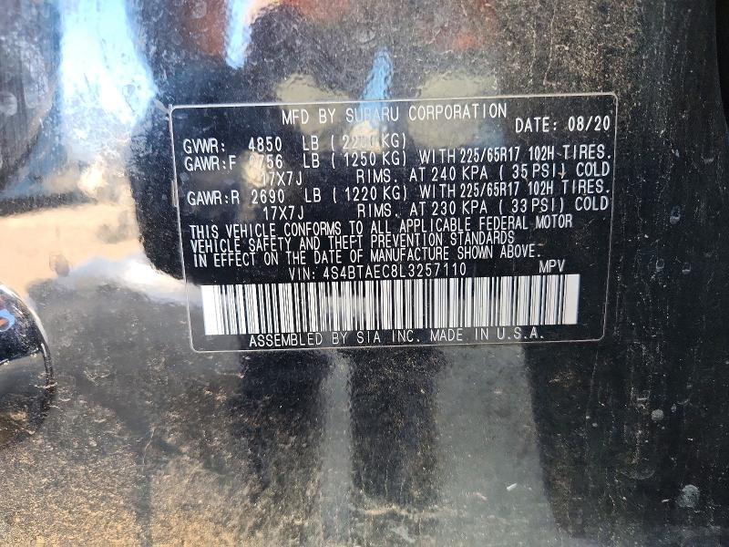 Photo 14 from auction – 2020 SUBARU OUTBACK PR with VIN 4S4BTAEC8L3257110