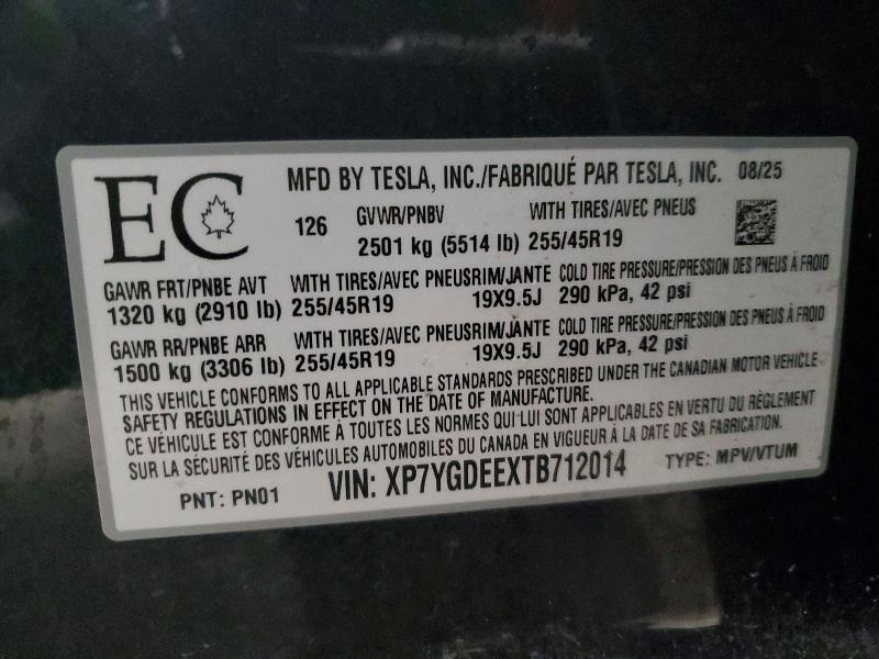 Photo 14 from auction – 2026 TESLA MODEL Y with VIN XP7YGDEEXTB712014