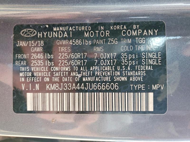 Photo 14 from auction – 2018 HYUNDAI TUCSON with VIN KM8J33A44JU666606