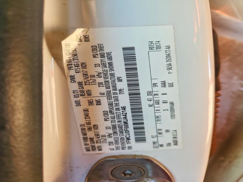 Photo 14 from auction – 2021 FORD ESCAPE with VIN 1FMCU0F66MUA42146