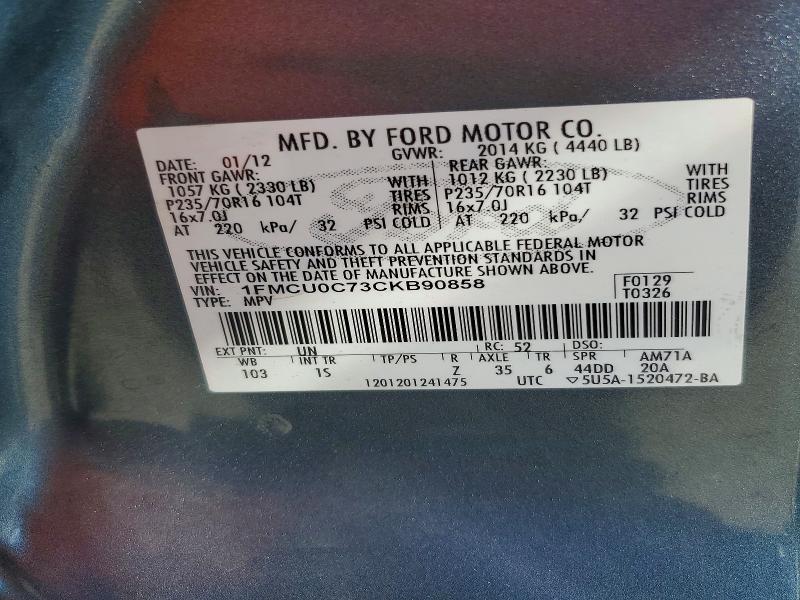 Photo 14 from auction – 2012 FORD ESCAPE with VIN 1FMCU0C73CKB90858