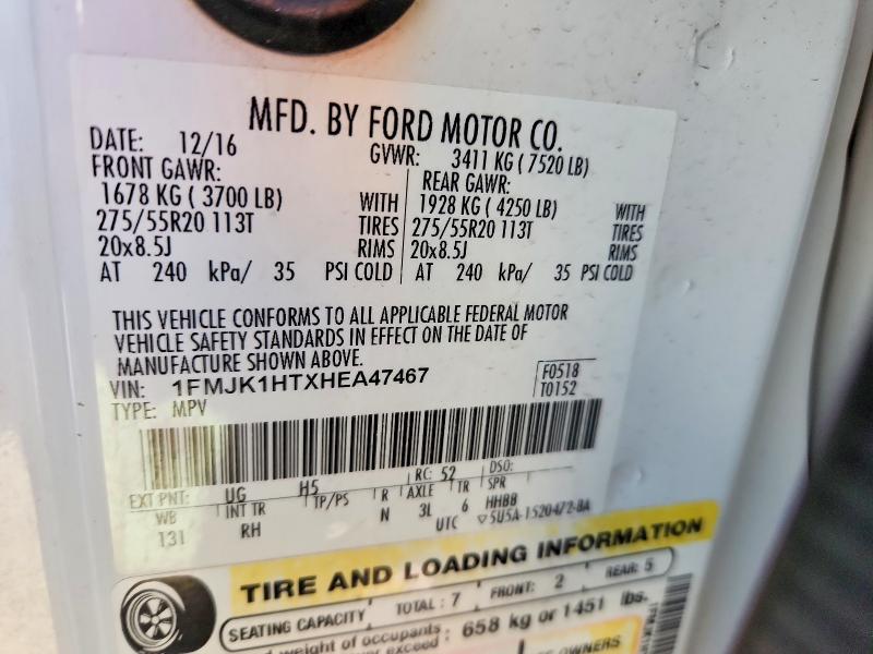 Photo 14 from auction – 2017 FORD EXPEDITION with VIN 1FMJK1HTXHEA47467