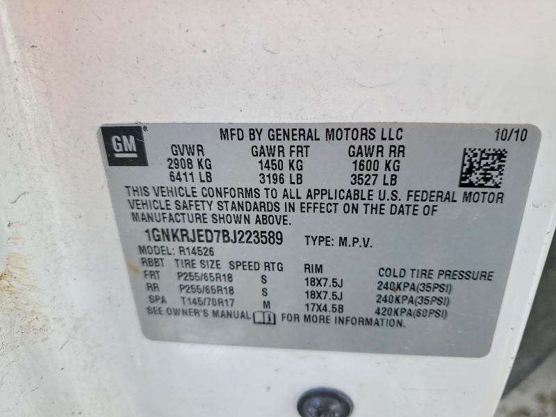 Photo 14 from auction – 2011 CHEVROLET TRAVERSE with VIN 1GNKRJED7BJ223589