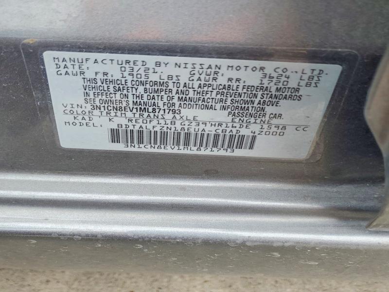 Photo 10 from auction – 2021 NISSAN VERSA with VIN 3N1CN8EV1ML871793