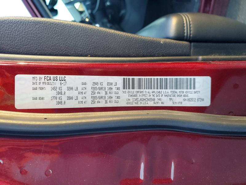 Photo 14 from auction – 2017 DODGE DURANGO SX with VIN 1C4RDJAG0HC945540