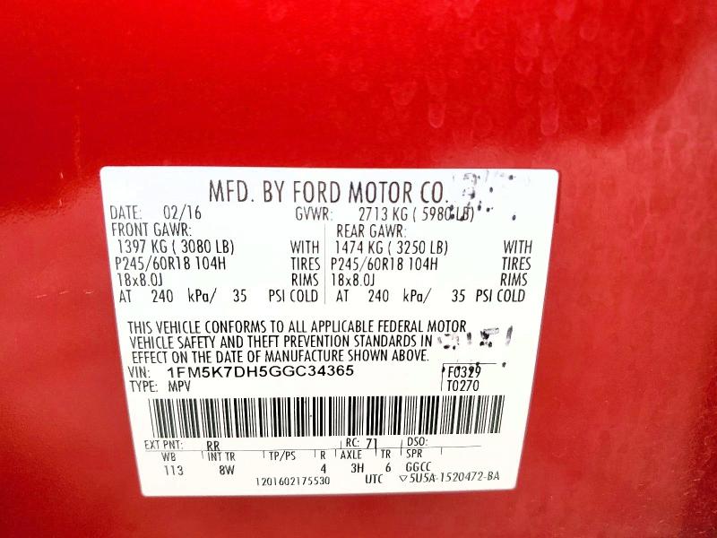 Photo 14 from auction – 2016 FORD EXPLORER X with VIN 1FM5K7DH5GGC34365