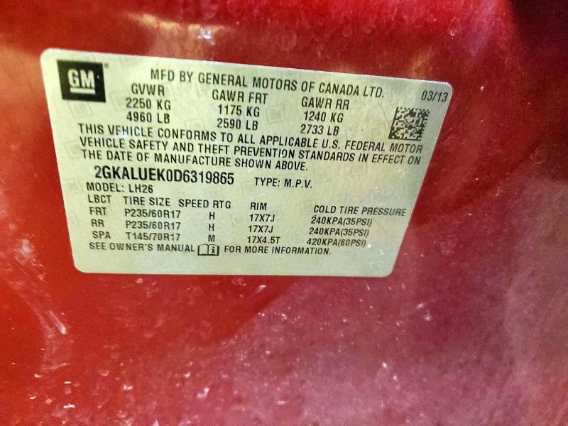 Photo 14 from auction – 2013 GMC TERRAIN SL with VIN 2GKALUEK0D6319865