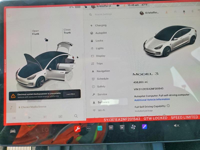 Photo 9 from auction – 2022 TESLA MODEL 3 with VIN 5YJ3E1EA2NF201543