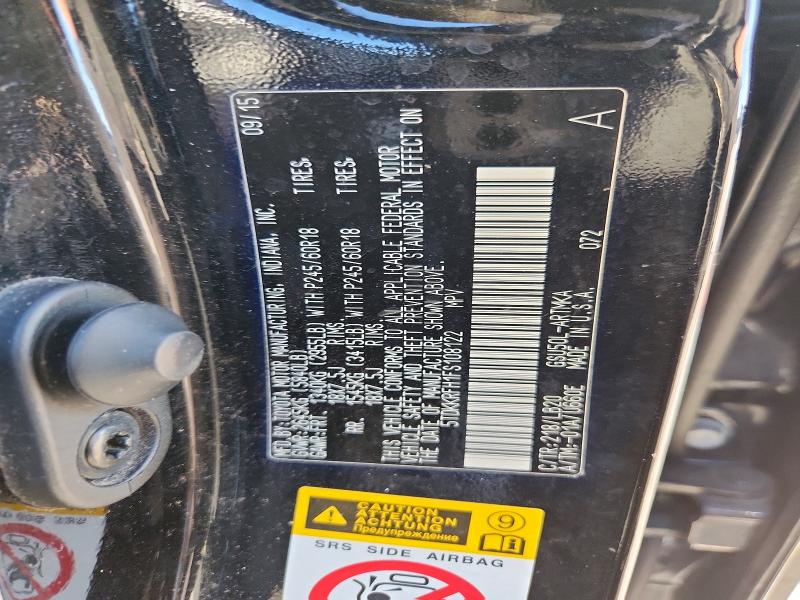 Photo 14 from auction – 2015 TOYOTA HIGHLANDER with VIN 5TDKKRFH1FS108122
