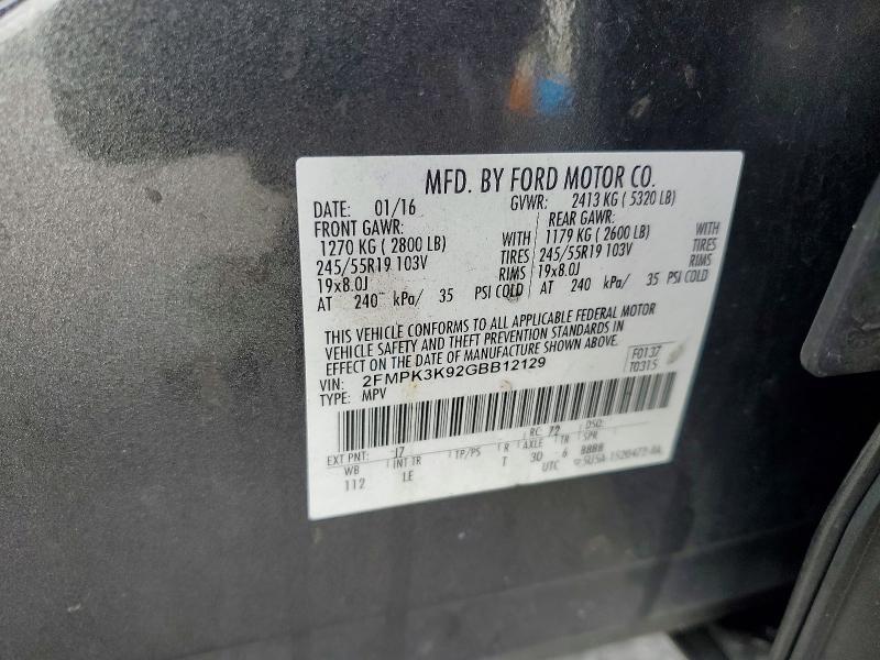 Photo 14 from auction – 2016 FORD EDGE TITAN with VIN 2FMPK3K92GBB12129