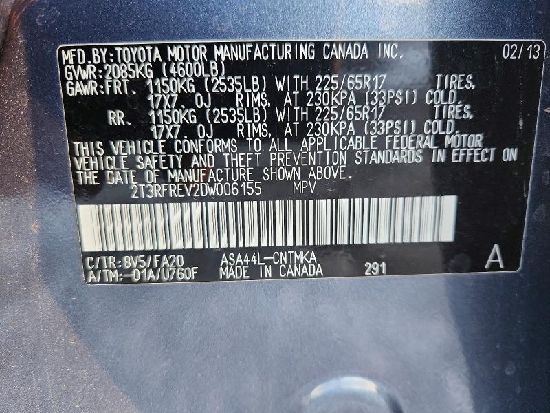 Photo 14 from auction – 2013 TOYOTA RAV4 XLE with VIN 2T3RFREV2DW006155