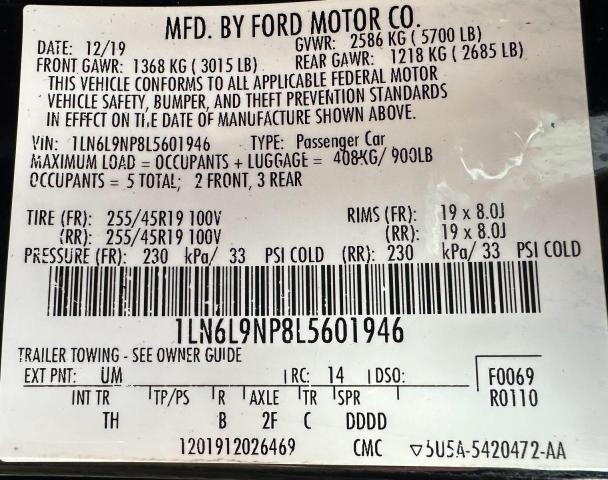 Photo 10 from auction – 2020 LINCOLN CONTINENTA with VIN 1LN6L9NP8L5601946