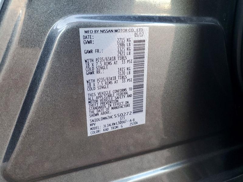 Photo 14 from auction – 2017 INFINITI QX60 with VIN 5N1DL0MN2HC550272